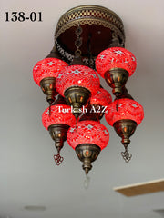 7 - BALL SULTAN  CHANDELIER (Medium globe) , Short Chandelier Flush Against the ceiling - TurkishLights.NET