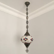 Turkish Handmade Mosaic  Hanging Lamp - Large Globe - TurkishLights.NET