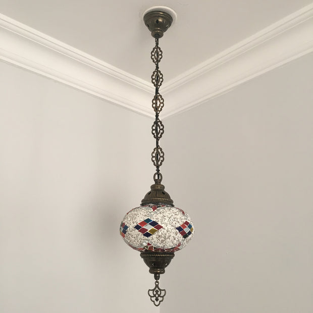 Turkish Handmade Mosaic  Hanging Lamp - Large Globe - TurkishLights.NET