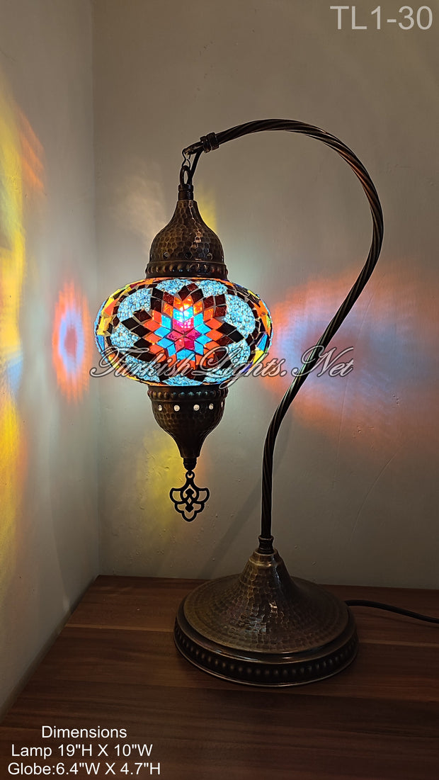 Turkish Table Lamp Swan Neck Mosaic Table Lamp 10 TO CHOOSE