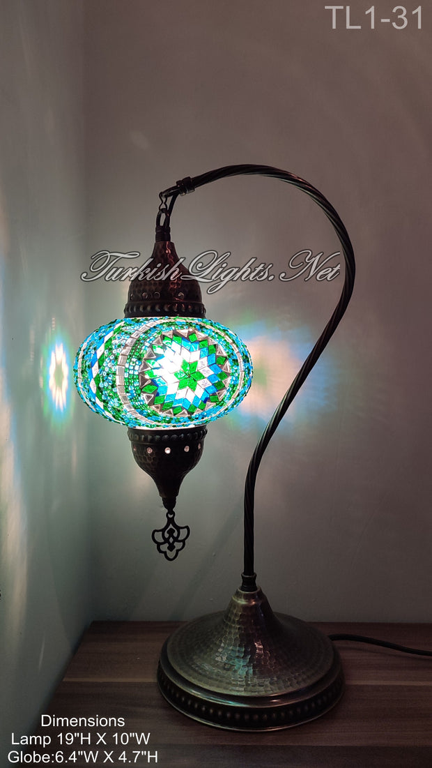 Turkish Table Lamp Swan Neck Mosaic Table Lamp 10 TO CHOOSE