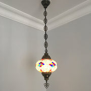 Turkish Handmade Mosaic  Hanging Lamp - Large Globe - TurkishLights.NET