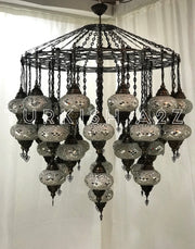Turkish Mosaic Chandelier With 37 Large Globes  ,ID: 145, FREE SHIPPING - TurkishLights.NET