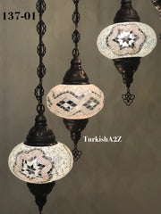 Turkish Mosaic Chandelier with 7 Large- BALL (Swag cable option),ID: 137 - TurkishLights.NET