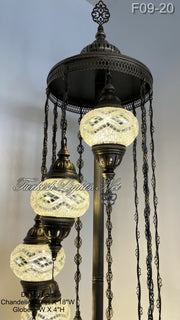 9 BALL TURKISH MOSAIC FLOOR LAMP WITH MEDIUM GLOBES F9-20