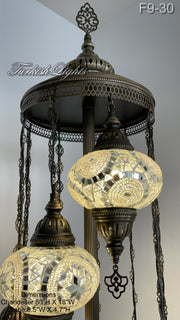 9 BALL TURKISH MOSAIC FLOOR LAMP WITH LARGE GLOBES ID: F9-30