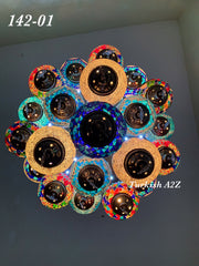 Turkish Mosaic Chandelier With 21 Medium Globes (with remote) ,ID: 142, FREE SHIPPING - TurkishLights.NET