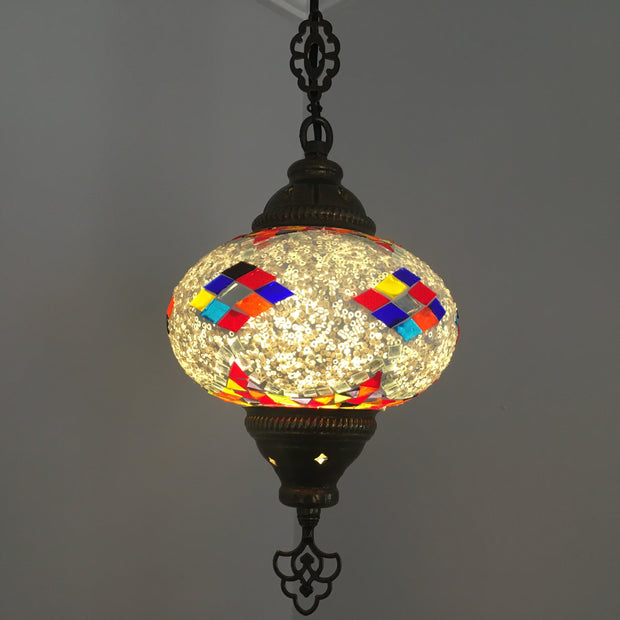 Turkish Handmade Mosaic  Hanging Lamp - Large Globe - TurkishLights.NET