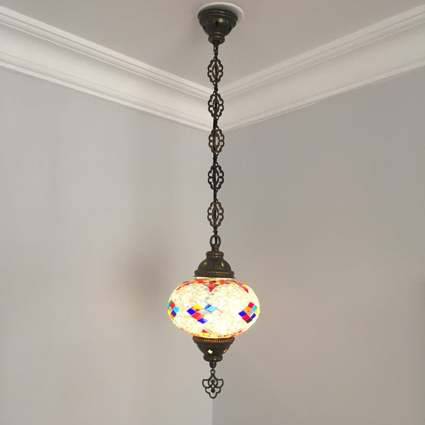 Turkish Handmade Mosaic  Hanging Lamp - Large Globe - TurkishLights.NET