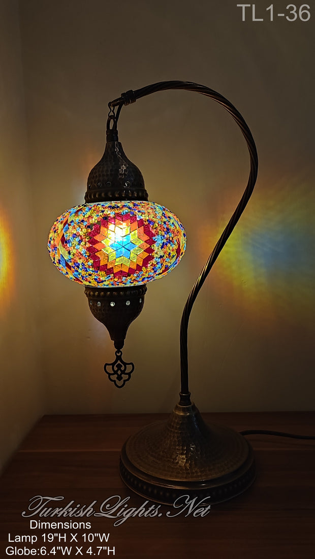 Turkish Table Lamp Swan Neck Mosaic Table Lamp 10 TO CHOOSE