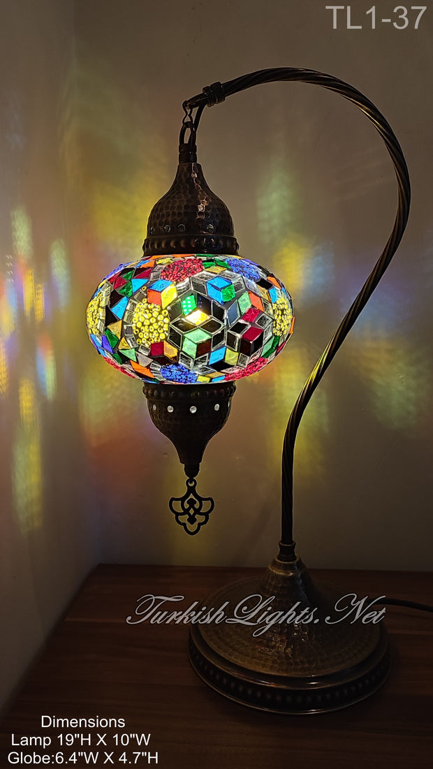 Turkish Table Lamp Swan Neck Mosaic Table Lamp 10 TO CHOOSE