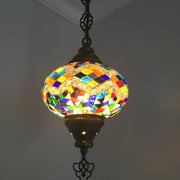 Turkish Handmade Mosaic  Hanging Lamp - Large Globe- Special Edition - TurkishLights.NET