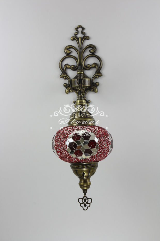 Turkish Mosaic  Wall Sconce, With Large Globe - TurkishLights.NET