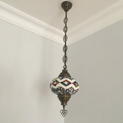 Turkish Handmade Mosaic  Hanging Lamp - Large Globe- Special Edition - TurkishLights.NET