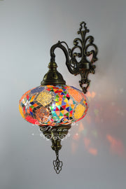 Turkish Mosaic  Wall Sconce, With Extra Large Globes - TurkishLights.NET