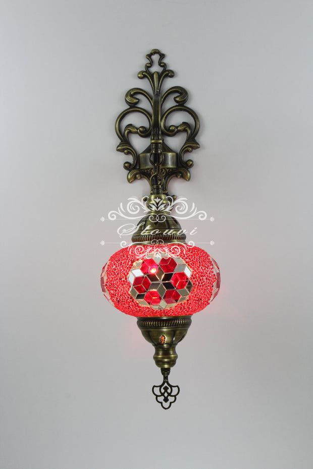 Turkish Mosaic  Wall Sconce, With Large Globe - TurkishLights.NET