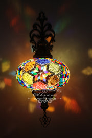 Turkish Mosaic  Wall Sconce, With Extra Large Globes - TurkishLights.NET