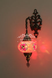 Turkish Mosaic  Wall Sconce, With Large Globe - TurkishLights.NET