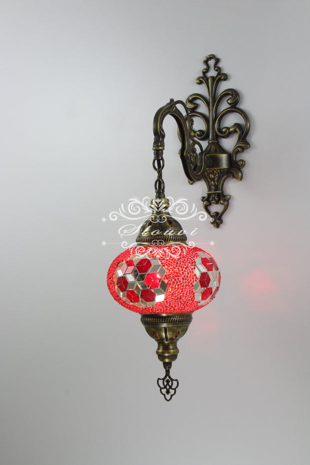 Turkish Mosaic  Wall Sconce, With Large Globe - TurkishLights.NET