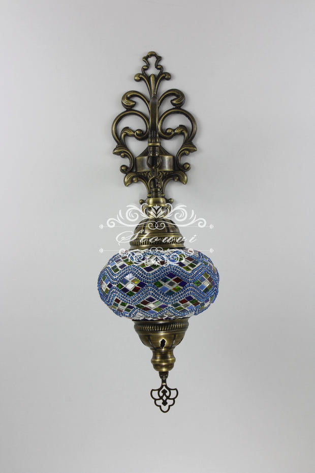 Turkish Mosaic  Wall Sconce, With Large Globe - TurkishLights.NET