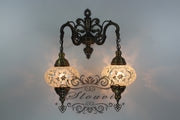 Turkish Mosaic Double Wall Sconce, With Large Globes - TurkishLights.NET