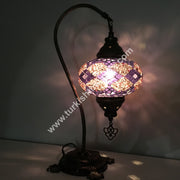 SWAN NECK MOSAIC TABLE LAMP, LARGE GLOBE SPECIAL EDITION - TurkishLights.NET