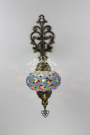 Turkish Mosaic  Wall Sconce, With Large Globe - TurkishLights.NET