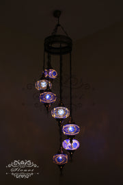 7 - BALL TURKISH MOSAIC CHANDELIER, LARGE GLOBES - TurkishLights.NET