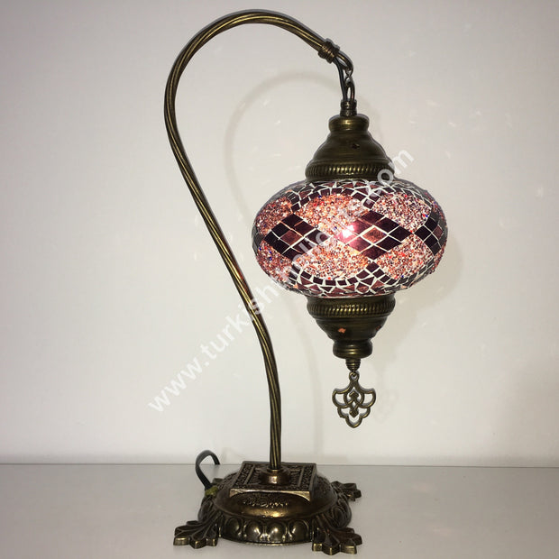 SWAN NECK MOSAIC TABLE LAMP, LARGE GLOBE SPECIAL EDITION - TurkishLights.NET