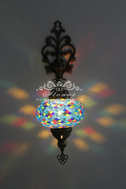 Turkish Mosaic  Wall Sconce, With Large Globe - TurkishLights.NET