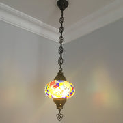 Turkish Handmade Mosaic  Hanging Lamp - Large Globe - TurkishLights.NET