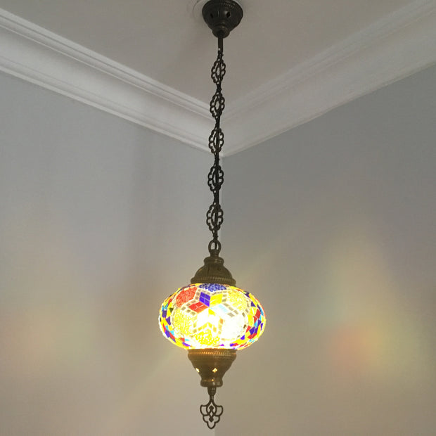 Turkish Handmade Mosaic  Hanging Lamp - Large Globe - TurkishLights.NET