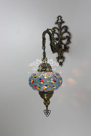 Turkish Mosaic  Wall Sconce, With Large Globe - TurkishLights.NET