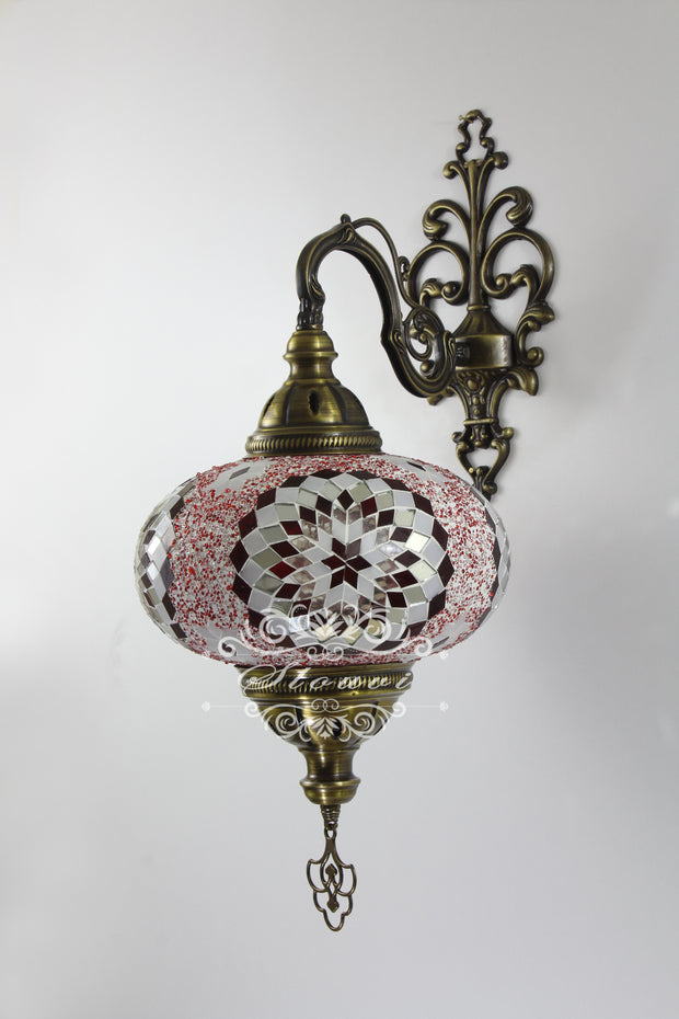 Turkish Mosaic Wall Sconce, With Extra Large Globes - TurkishLights.NET