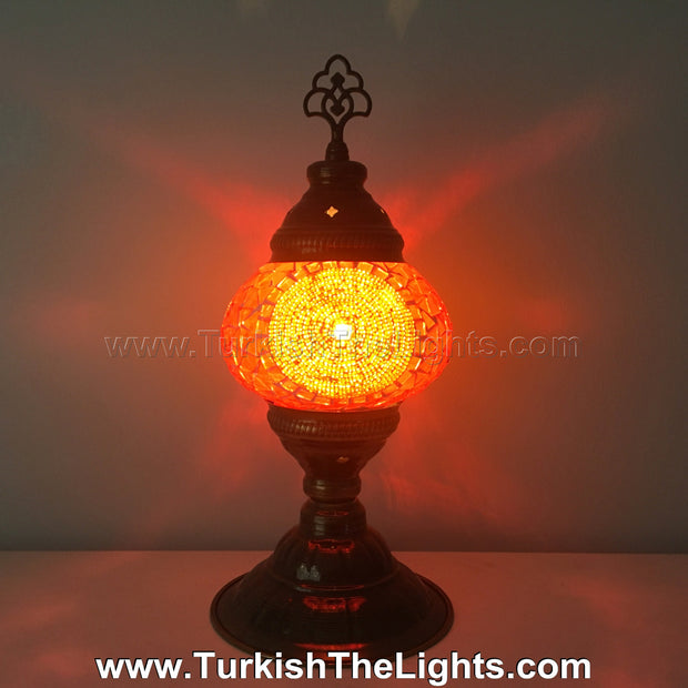 TURKISH MOSAIC TABLE LAMP,  MEDIUM GLOBE - TurkishLights.NET