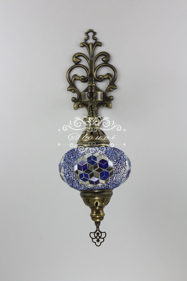 Turkish Mosaic  Wall Sconce, With Large Globe - TurkishLights.NET