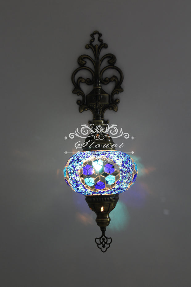 Turkish Mosaic  Wall Sconce, With Large Globe - TurkishLights.NET