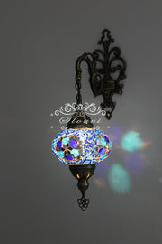 Turkish Mosaic  Wall Sconce, With Large Globe - TurkishLights.NET