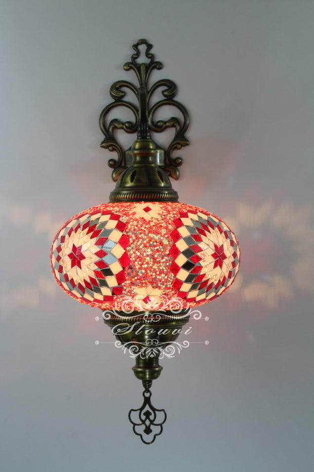 Turkish Mosaic Wall Sconce, With Extra Large Globes - TurkishLights.NET