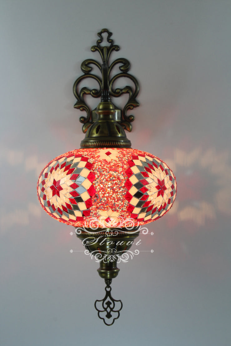 Turkish Mosaic Wall Sconce, With Extra Large Globes - TurkishLights.NET