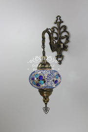 Turkish Mosaic  Wall Sconce, With Large Globe - TurkishLights.NET