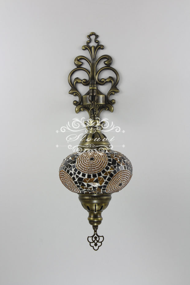 Turkish Mosaic  Wall Sconce, With Large Globe - TurkishLights.NET