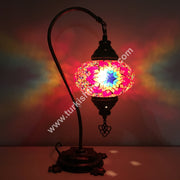 SWAN NECK MOSAIC TABLE LAMP, LARGE GLOBE - TurkishLights.NET