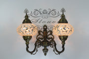 Turkish Mosaic Double Wall Sconce, With Large Globes, Upward - TurkishLights.NET