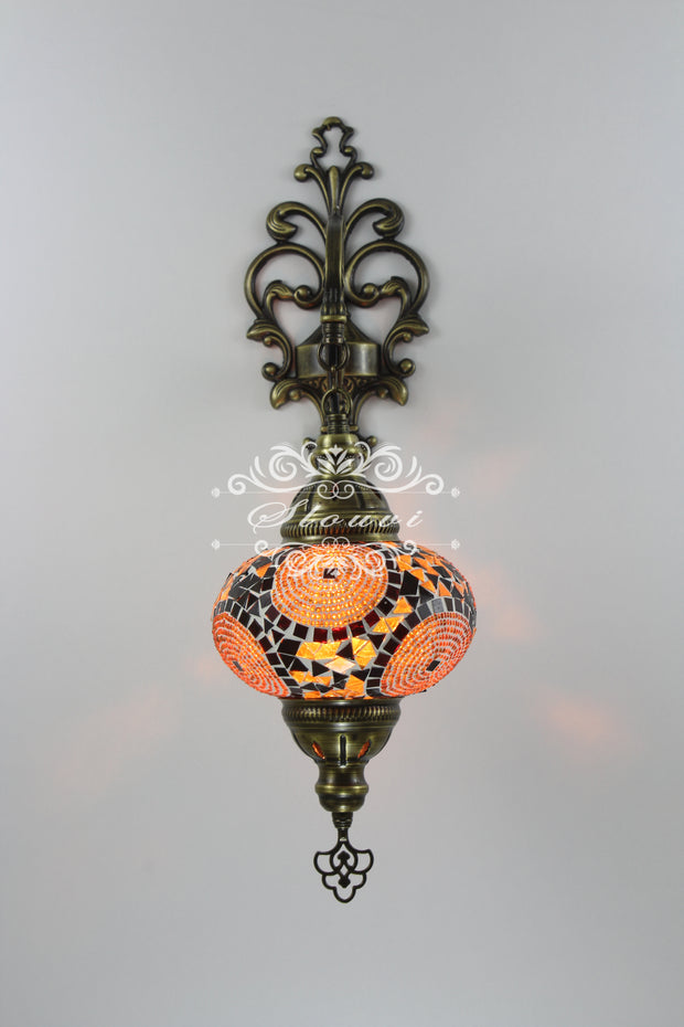 Turkish Mosaic  Wall Sconce, With Large Globe - TurkishLights.NET