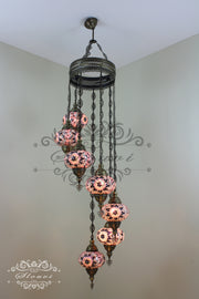 7 - BALL TURKISH MOSAIC CHANDELIER, LARGE GLOBES - TurkishLights.NET