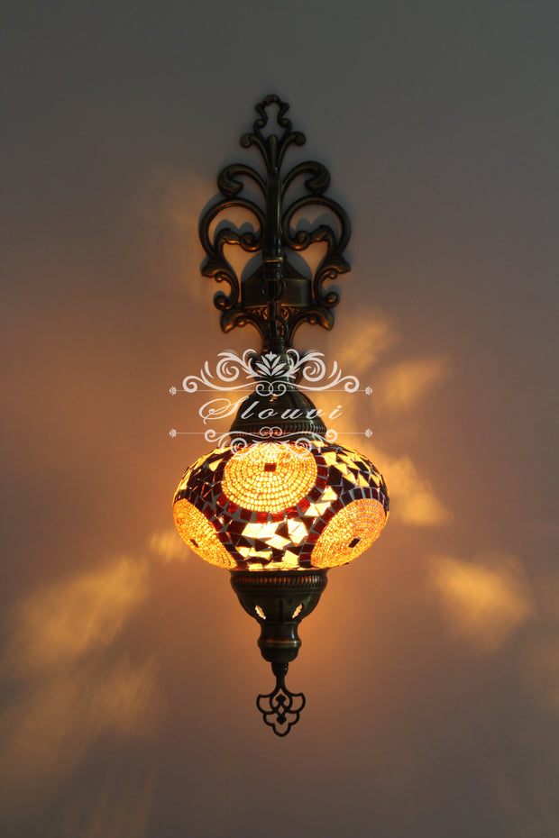 Turkish Mosaic  Wall Sconce, With Large Globe - TurkishLights.NET