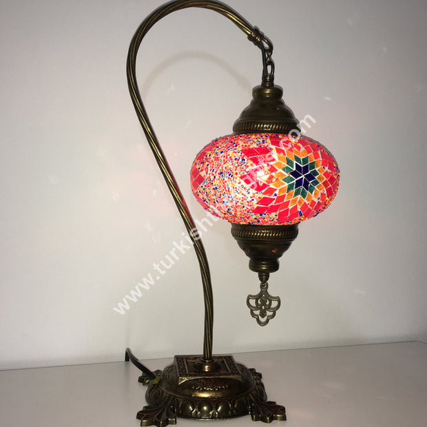 SWAN NECK MOSAIC TABLE LAMP, LARGE GLOBE - TurkishLights.NET