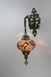 Turkish Mosaic  Wall Sconce, With Large Globe - TurkishLights.NET