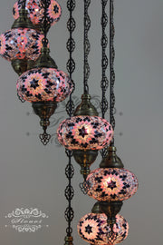 7 - BALL TURKISH MOSAIC CHANDELIER, LARGE GLOBES - TurkishLights.NET